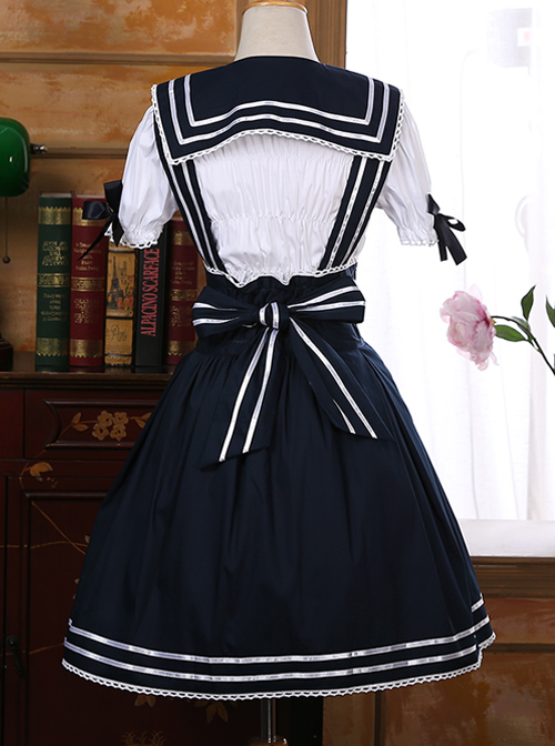 Navy Style Short Sleeve School Lolita Dress Set