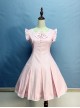 Elegant White Lace Pink Classic Lolita Flying Sleeve Dress