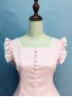 Elegant White Lace Pink Classic Lolita Flying Sleeve Dress