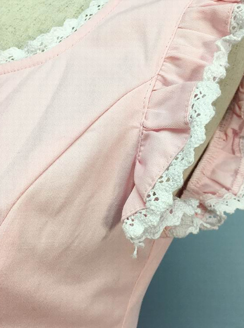 Elegant White Lace Pink Classic Lolita Flying Sleeve Dress