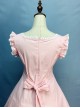 Elegant White Lace Pink Classic Lolita Flying Sleeve Dress
