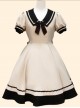 Navy Collar Bowknot School Lolita Short Sleeve Dress