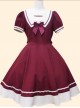 Navy Collar Bowknot School Lolita Short Sleeve Dress