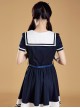 Maiden Dress Navy Style Short Sleeve School Lolita Dress