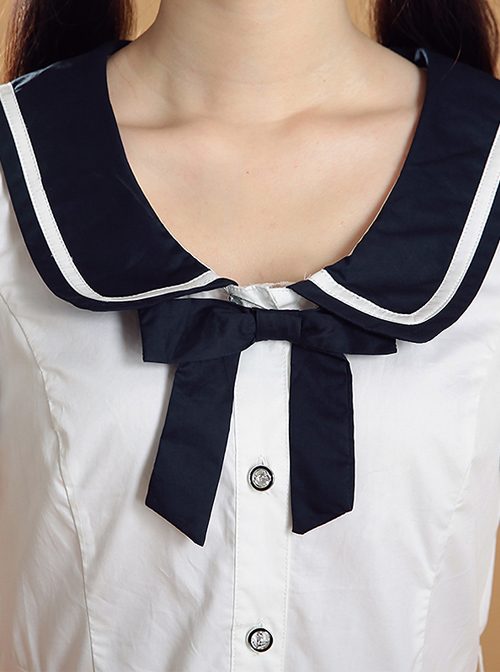 Maiden Dress Navy Style Short Sleeve School Lolita Dress