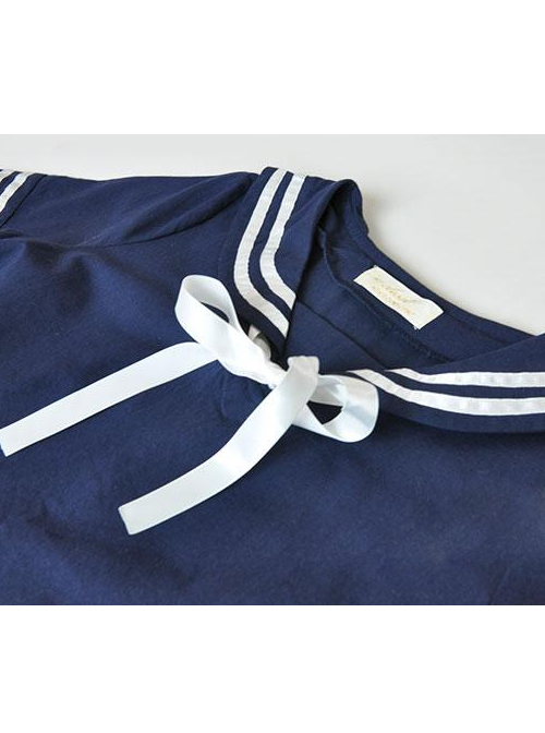 Navy Style Loose Short Sleeve School Lolita Dress