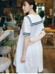 Navy Style Loose Short Sleeve School Lolita Dress