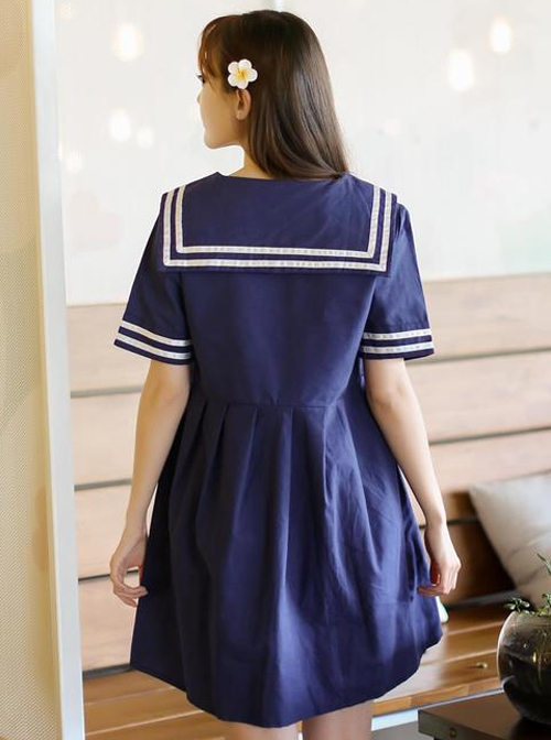 Navy Style Loose Short Sleeve School Lolita Dress