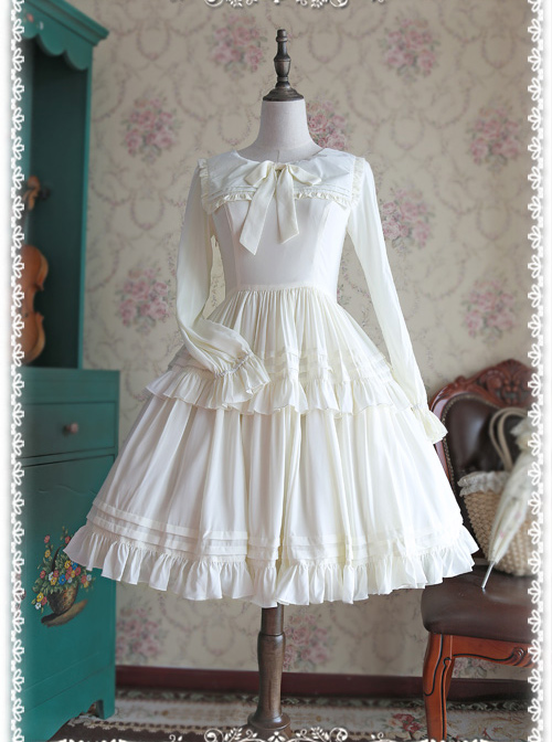 Chiffon White Lolita Skirt Long Sleeves Shirt