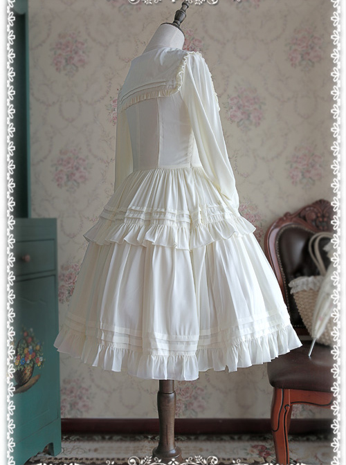 Chiffon White Lolita Skirt Long Sleeves Shirt