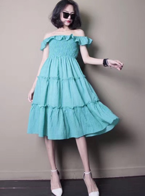 Concise Ruffles Classic Lolita Strapless Dress