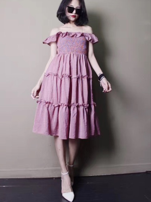 Concise Ruffles Classic Lolita Strapless Dress