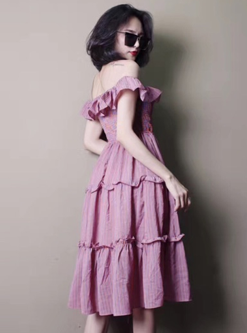 Concise Ruffles Classic Lolita Strapless Dress