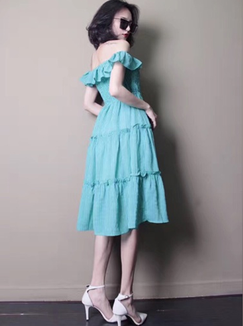 Concise Ruffles Classic Lolita Strapless Dress