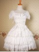 White Multi-storey Ruffles Lace-up Sweet Lolita Dress