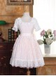 Pink Cotton Short Sleeves White Lace Classic Lolita Dress