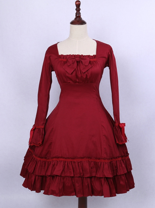 Retro Long Sleeves Ruffle Elegant Classic Lolita Dress