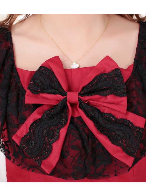 Red Sleeveless Lace Classic Lolita Dress