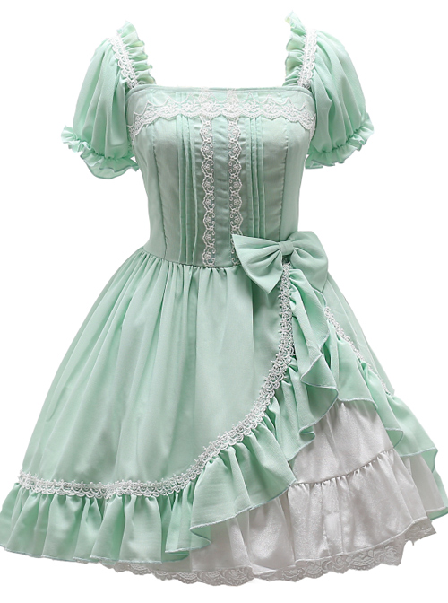 Mint Green Short Sleeve Bowknot Classic Lolita Dress