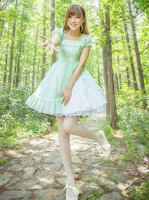 Mint Green Short Sleeve Bowknot Classic Lolita Dress