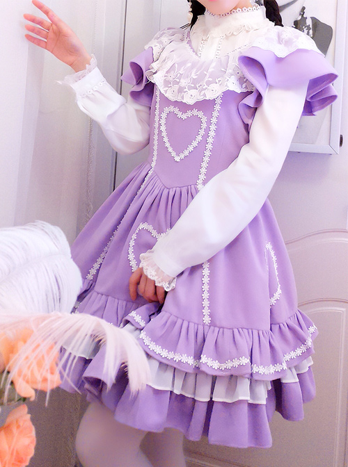 Purple Flying Sleeve Lace Sweet Lolita Dress