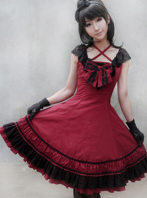 Sleeveless Bowknot Lace Classic Lolita Dress