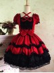 Lace Red Cotton Sweet Lolita Short Sleeves Dress