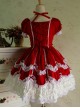 Lace Red Cotton Sweet Lolita Short Sleeves Dress