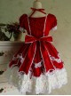 Lace Red Cotton Sweet Lolita Short Sleeves Dress