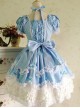 Light Blue Bowknot Lace Sweet Lolita Short Sleeves Dress