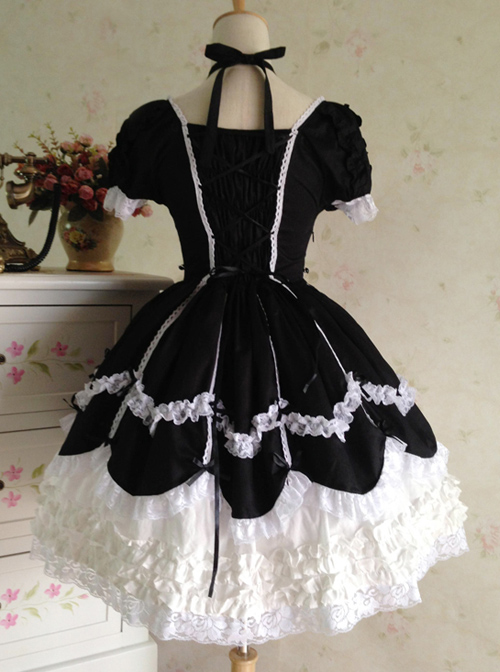 Cotton Bowknot Lace Sweet Lolita Short Sleeves Dress
