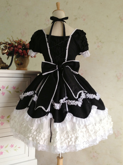 Cotton Bowknot Lace Sweet Lolita Short Sleeves Dress