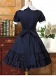 Vintage Dark Blue School Lolita Short Sleeve Dress