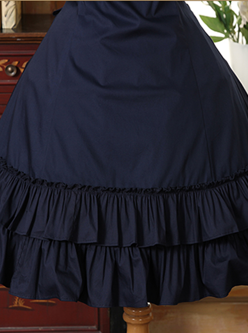 Vintage Dark Blue School Lolita Short Sleeve Dress