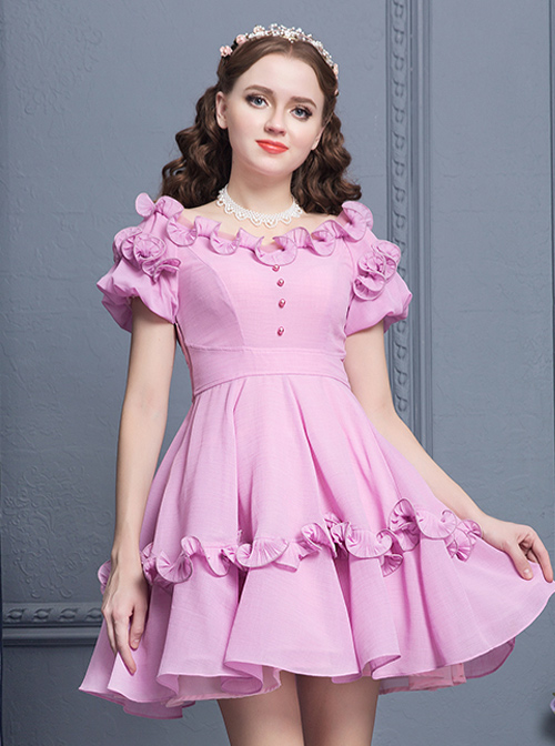 Purple Agaric Lace Elegant Collar Classic Lolita Short Sleeves Dress