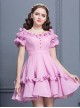 Purple Agaric Lace Elegant Collar Classic Lolita Short Sleeves Dress