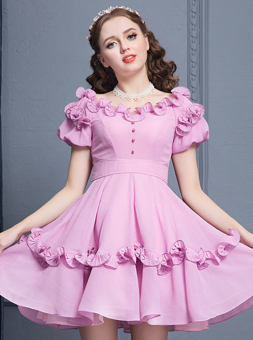 Purple Agaric Lace Elegant Collar Classic Lolita Short Sleeves Dress