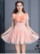 Pink Short Sleeve Bind Strap Lace Cute Sweet Lolita Dress