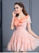 Pink Short Sleeve Bind Strap Lace Cute Sweet Lolita Dress