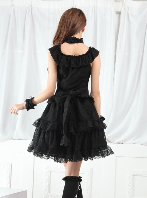 Red And Black Lace Gothic Lolita Sleeveless Dress