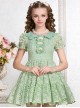 Green Cute Doll Collar Bowknot Sweet Lolita Short Sleeve Dress