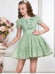 Green Cute Doll Collar Bowknot Sweet Lolita Short Sleeve Dress