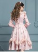 Retro Pink Ruffles Elegant Classic Lolita Long Sleeve Dress