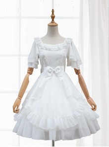 Short Sleeve Ruffles Elegant High Waist Classic Lolita Dress