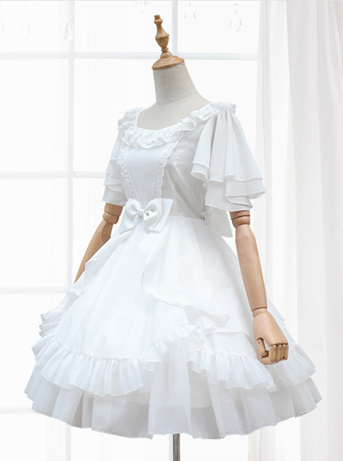 Short Sleeve Ruffles Elegant High Waist Classic Lolita Dress