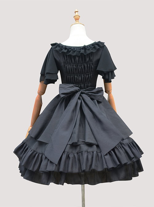 Short Sleeve Ruffles Elegant High Waist Classic Lolita Dress