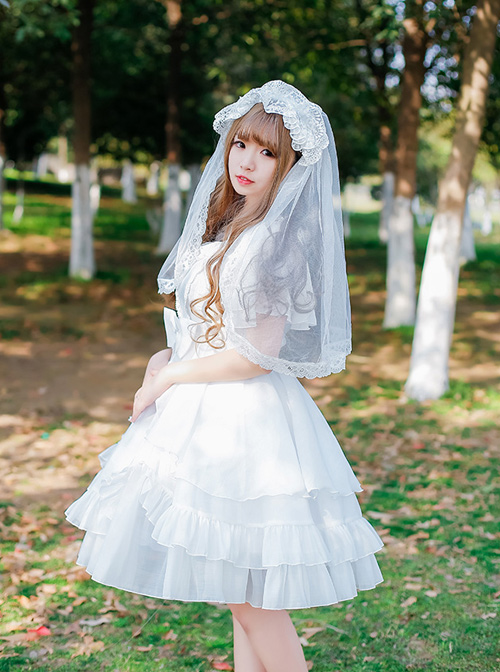 Short Sleeve Ruffles Elegant High Waist Classic Lolita Dress