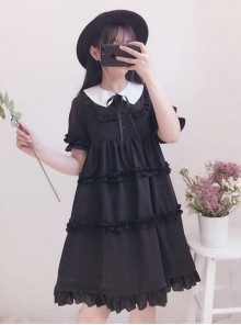 Black Cute Ruffles Sweet Lolita Short Sleeves Dress