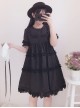 Black Cute Ruffles Sweet Lolita Short Sleeves Dress