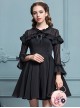 Black Chiffon Slim Stylish Gothic Lolita Long Sleeve Dress